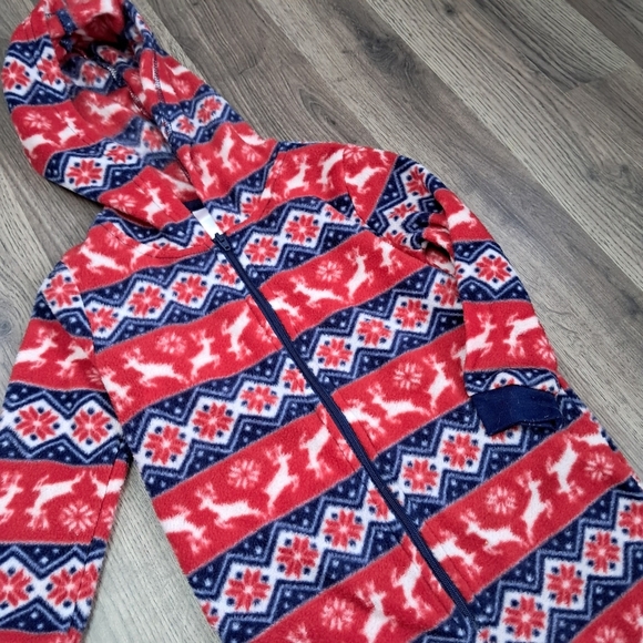 Merry Moments Family Matching Reindeer/Snowflake Pattern Fleece Zip Front Pajama - Picture 3 of 9